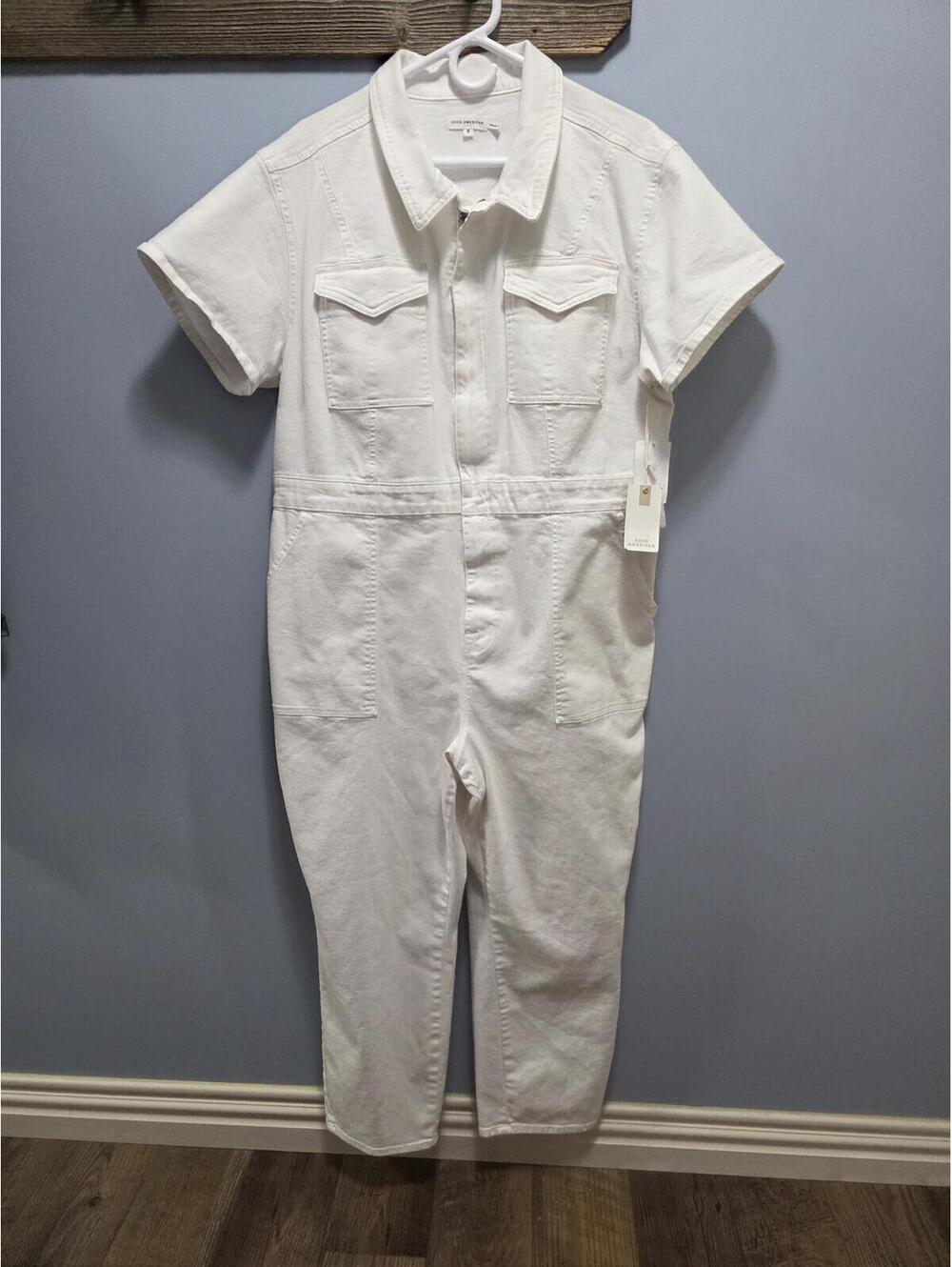 Good American White Denim Jumpsuit Size 6 NWT